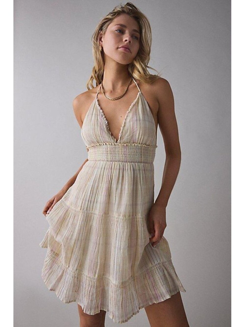 Kimchi Blue Phoebe Cotton Open-Back Halter Knee Length Dress